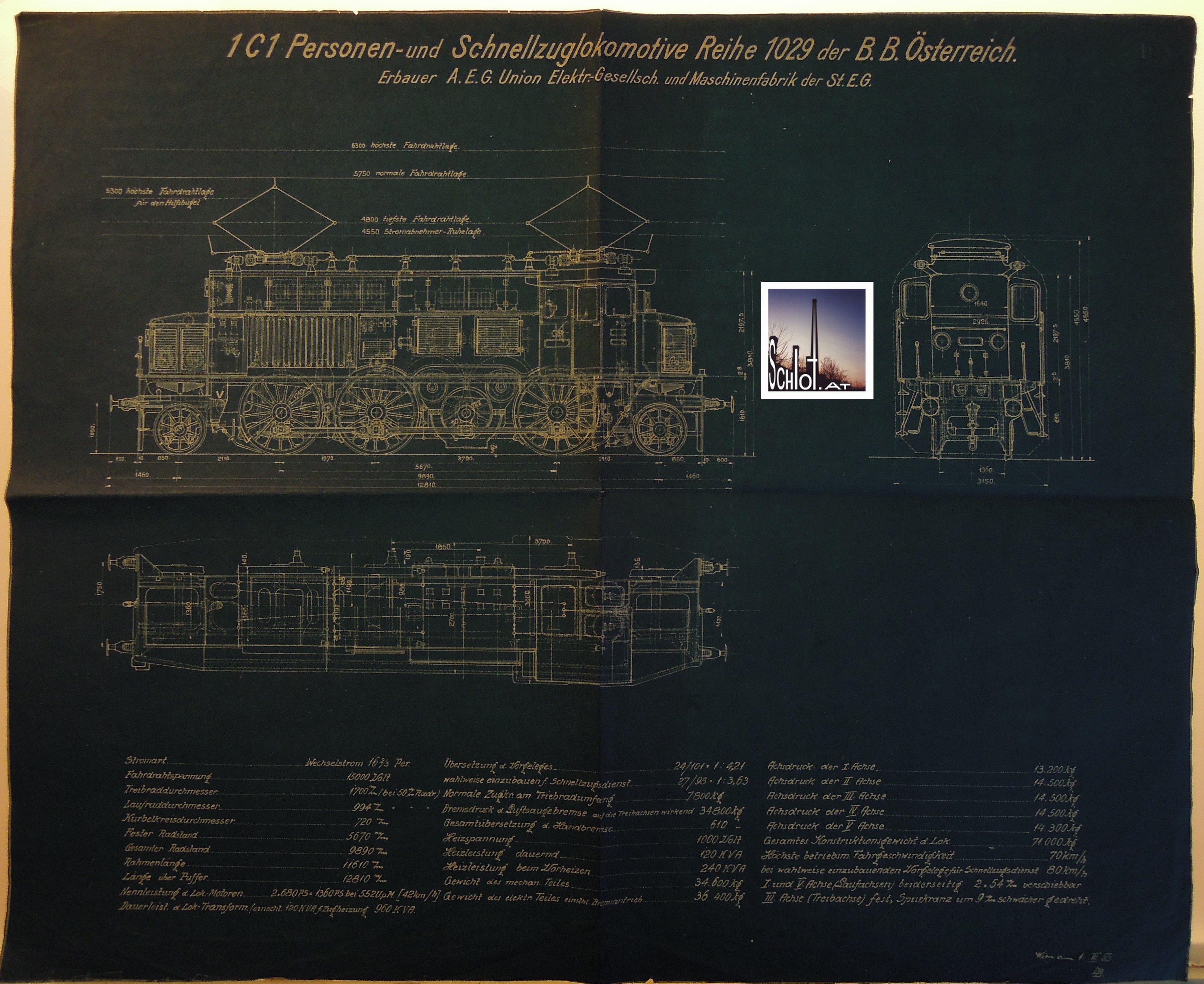 01.06.1923: 1C1 - Personen- und Schnellzugslokomotive BBÖ 1029 - später ÖBB 1073.