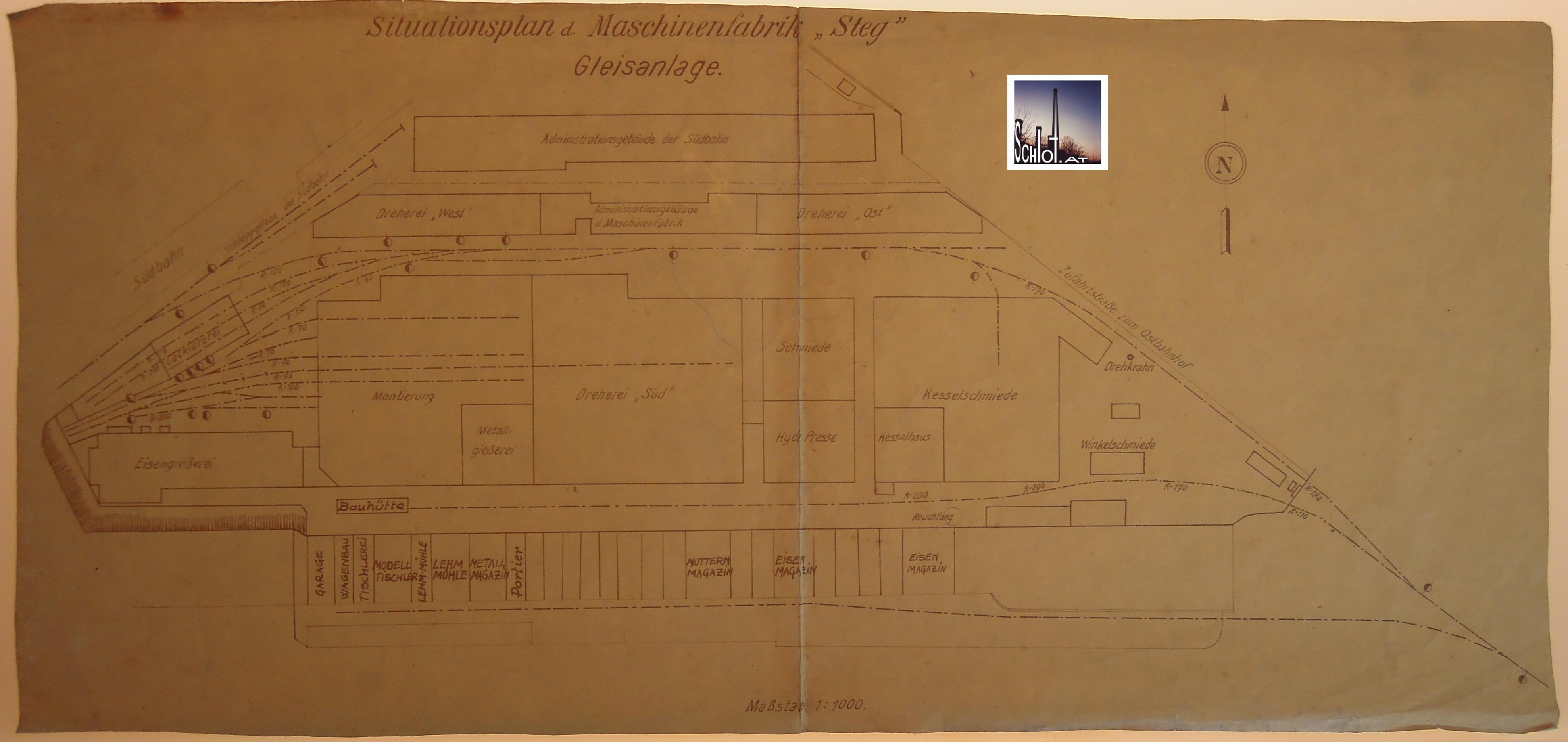 Werksplan um 1930.Copyright schlot.at - Archiv (2012)